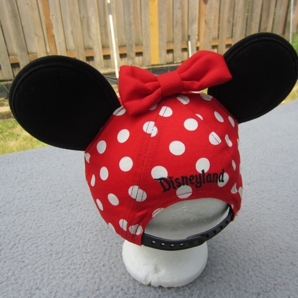 Disney Parks Minnie Mouse Ears Hat Youth Ball cap Bow Polka Dot Vacation - Picture 3 of 13